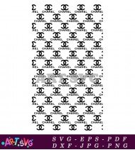 Classic Chanel Logo Pattern In Black And White SVG