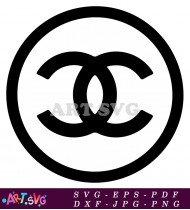 Classic Black And White Chanel Logo In Circle SVG