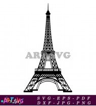 Detailed Eiffel Tower Illustration In Black SVG 1