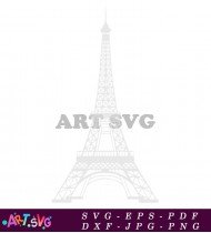 Eiffel Tower Illustration In Grey With White Outline SVG