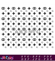 Black And White Repeated Gucci Symbol Pattern SVG 1