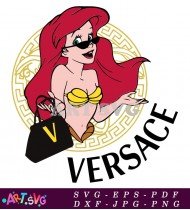 Redhead Mermaid Sunglasses Holding Designer Bag SVG 2