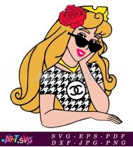 Blonde Girl With Chanel And Black Sunglasses SVG