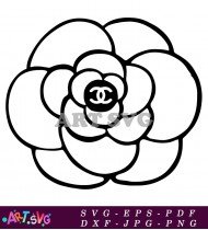 Camellia Flower Logo With Chanel Symbol SVG