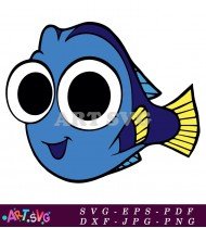 Dory Cartoon Character Illustration with Yellow SVG