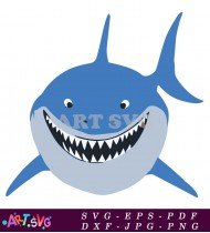 Shark Cartoon Character Illustration with Big Teeth SVG