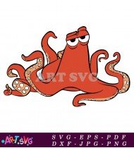 Cartoon Red Octopus With Seven Tentacles SVG