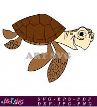 Cartoon Green Sea Turtle With Brown Shell SVG