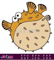 Cartoon Pufferfish Cartoon Character With Big Eyes SVG