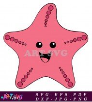 Cartoon Pink Starfish Cartoon Character SVG