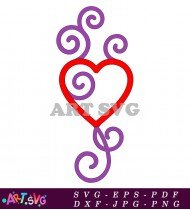 Purple Swirl Heart Valentine's Clip Art SVG