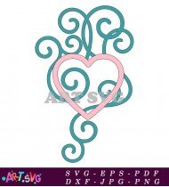 Teal Swirls Heart Design Valentine's Clip Art SVG