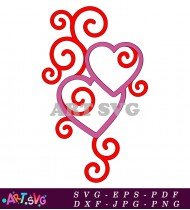 Red Pink Swirl Heart Design Element SVG