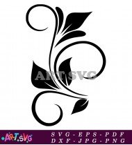 Black Swirly Floral Free Vector Download SVG