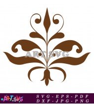 Simple Elegant Floral Pattern Brown Swirls Design SVG