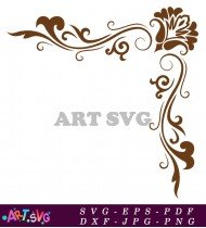 Vintage Ornate Floral Pattern Brown Swirls Design SVG 1