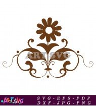 Brown Floral Pattern with Delicate Swirls SVG