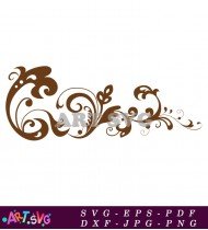 Abstract Floral Design in Brown for Crafts SVG