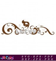 Ornate Floral Scroll Design in Brown for Printing SVG