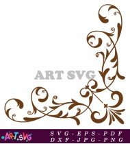 Ornate Vintage Floral Decorative Corner Design SVG