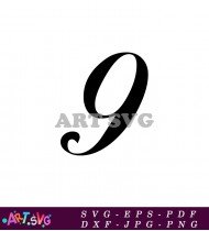 Black Number 9 In Bold Cartoon Style SVG 4