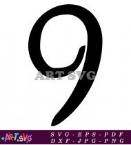 Black Number 9 In Bold Cartoon Style SVG 6