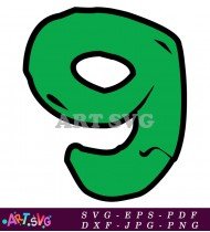 Green Number 9 In Bold Cartoon Style SVG