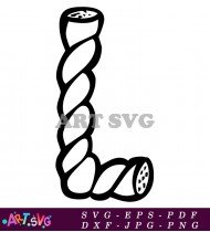 Black and White Twisted Rope Letter L Graphic SVG 1