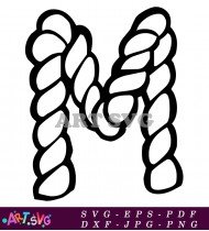 Black and White Twisted Rope Letter M Graphic SVG 1