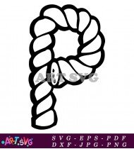 Black and White Twisted Rope Letter T Graphic SVG 1