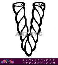 Black and White Twisted Rope Letter I Graphic SVG 1