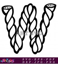 Black and White Twisted Rope Letter K Graphic SVG 1