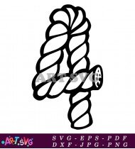 Twisted Rope Number Four Clipart Image SVG