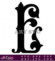 Fancy Ornate Script Letter F Alphabet Font SVG