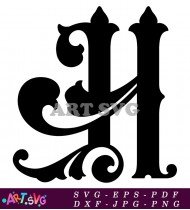 Free Black Clipart Letter H For Decor SVG 1