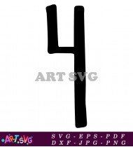 Free Black Number Four Clipart Design SVG 2