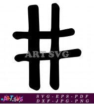 Black Hand Drawn Hashtag Symbol Clipart Image SVG