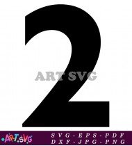 Black Hand Drawn Number Two Clipart SVG 1