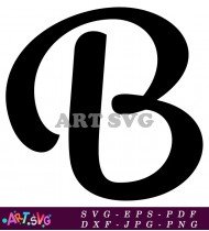 Black and White Script Font Letter B SVG