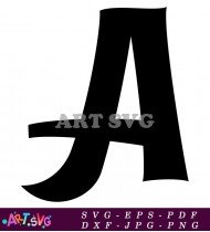 Black and White Cursive Letter A Graphic SVG 2