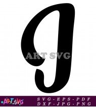 Black and White Cursive Letter J Graphic SVG