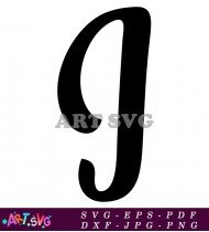 Black and White Cursive Letter J Style SVG