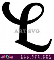 Black and White Cursive Letter L Symbol SVG