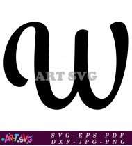 Elegant Cursive Letter W Black And White SVG