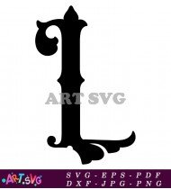 Black And White Alphabet Letter L SVG 1