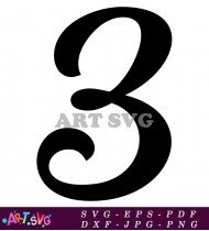 Bold Black Number 3 Hand Drawn Style SVG 1