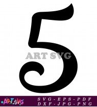 Black Number 5 Hand Drawn Font Style SVG