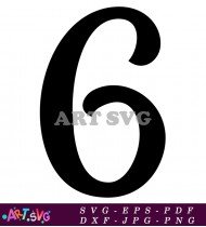 Black Number 6 Hand Drawn Font Style SVG 1