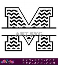 Zigzag Design Black And White M Letter SVG