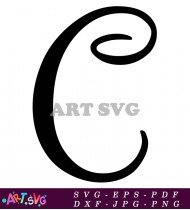 Bold Curvy Black Letter C Clipart SVG